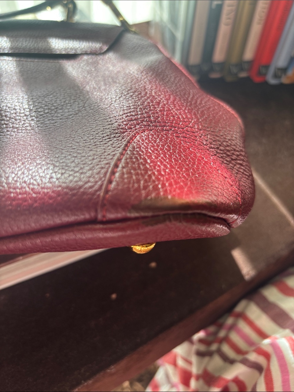 MCM Burgundy Leather Top-Handle 2-Way Bag - Picture 12 of 16